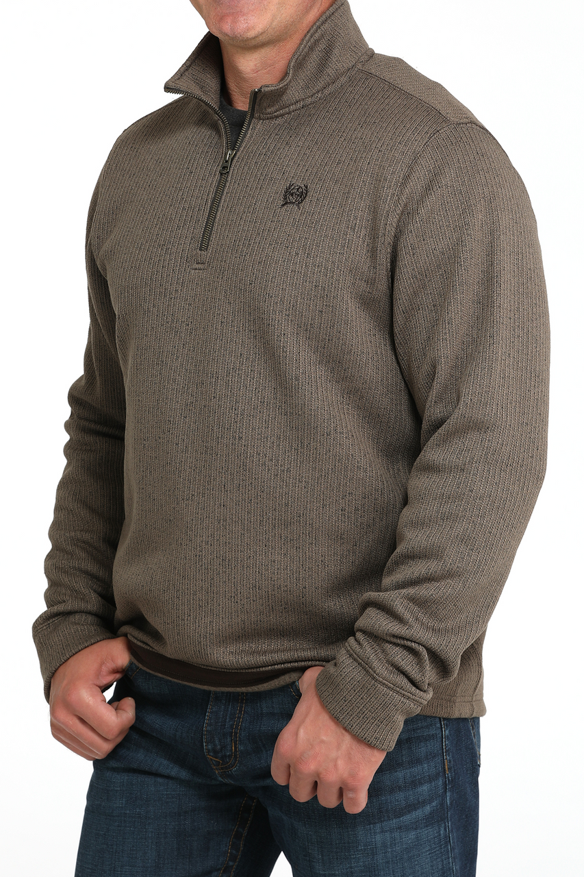 CINCH BROWN 1/4 ZIP SWEATER - MEN SWEATER
