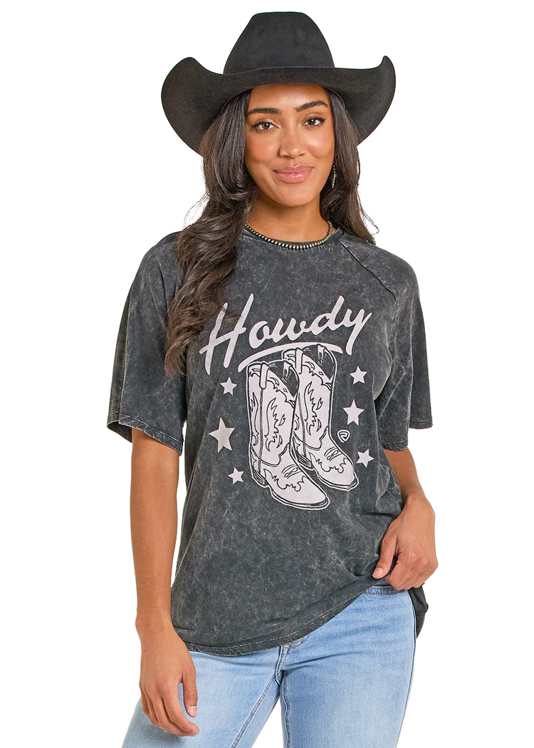Acid Wash Howdy Oversized Tee