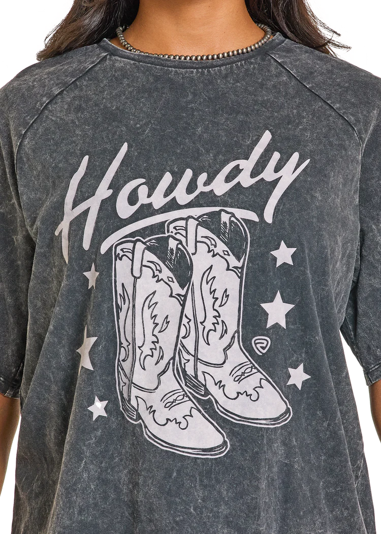 Acid Wash Howdy Raglan Graphic Tee