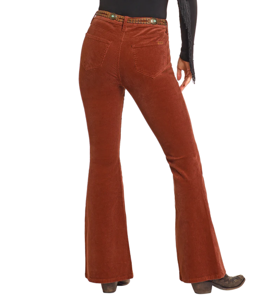 RUST CORDUROY BUTTON FLARE - BW6PD04746