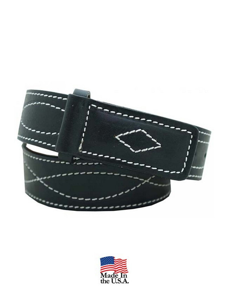 Gingrich Leather Men's Black Figure-8 Stitched Leather Belt - 8204-18