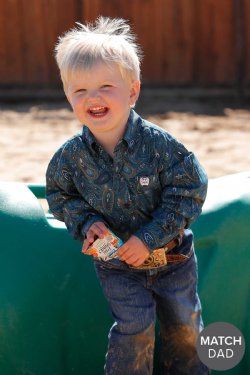 Infant Paisley Print Button Down Western Shirt - Blue