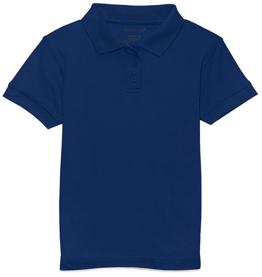 Jrs Short Sleeve Fitted Interlock Polo - Navy