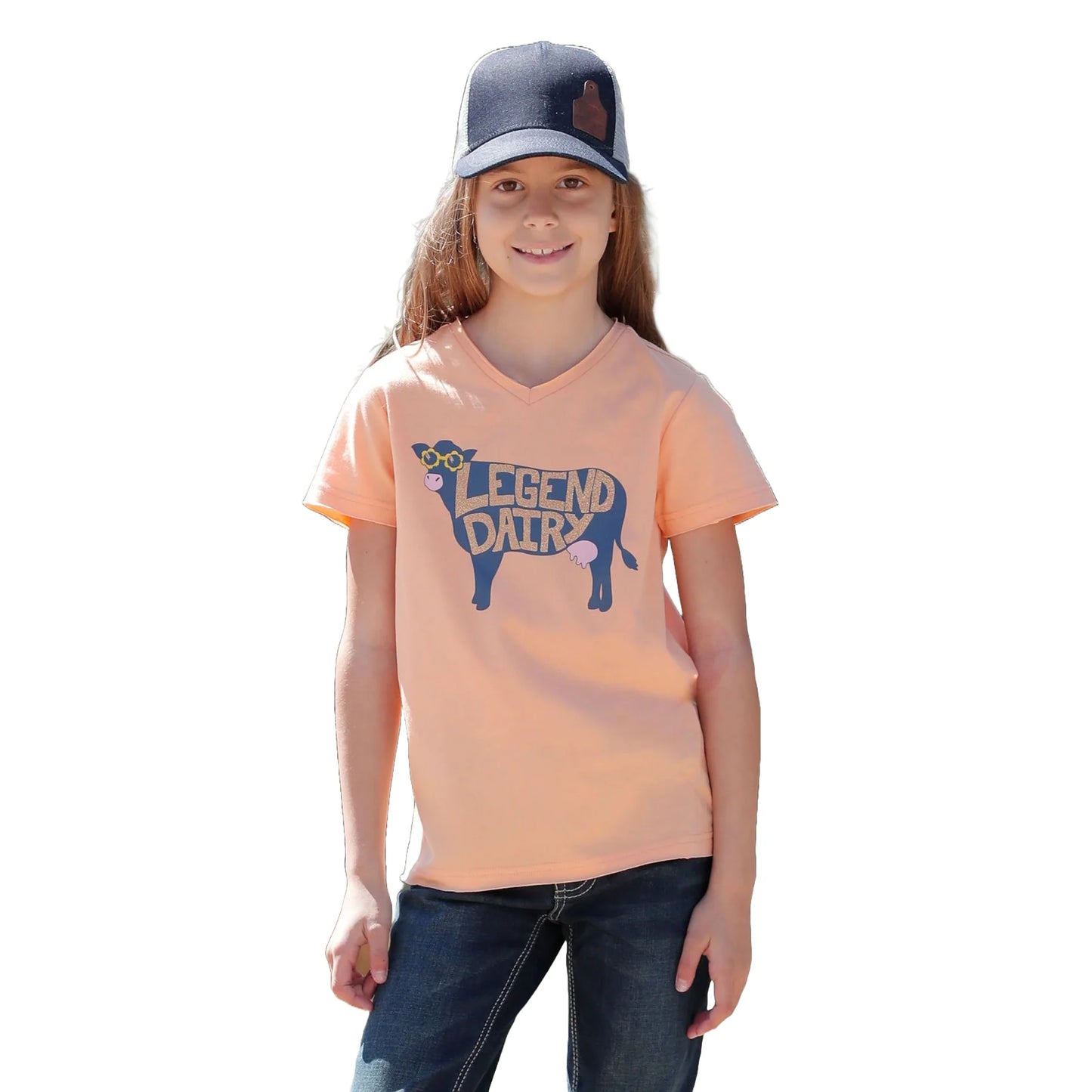 Girl's Orange Legend Dairy V-Neck T-Shirt - CTK8520004
