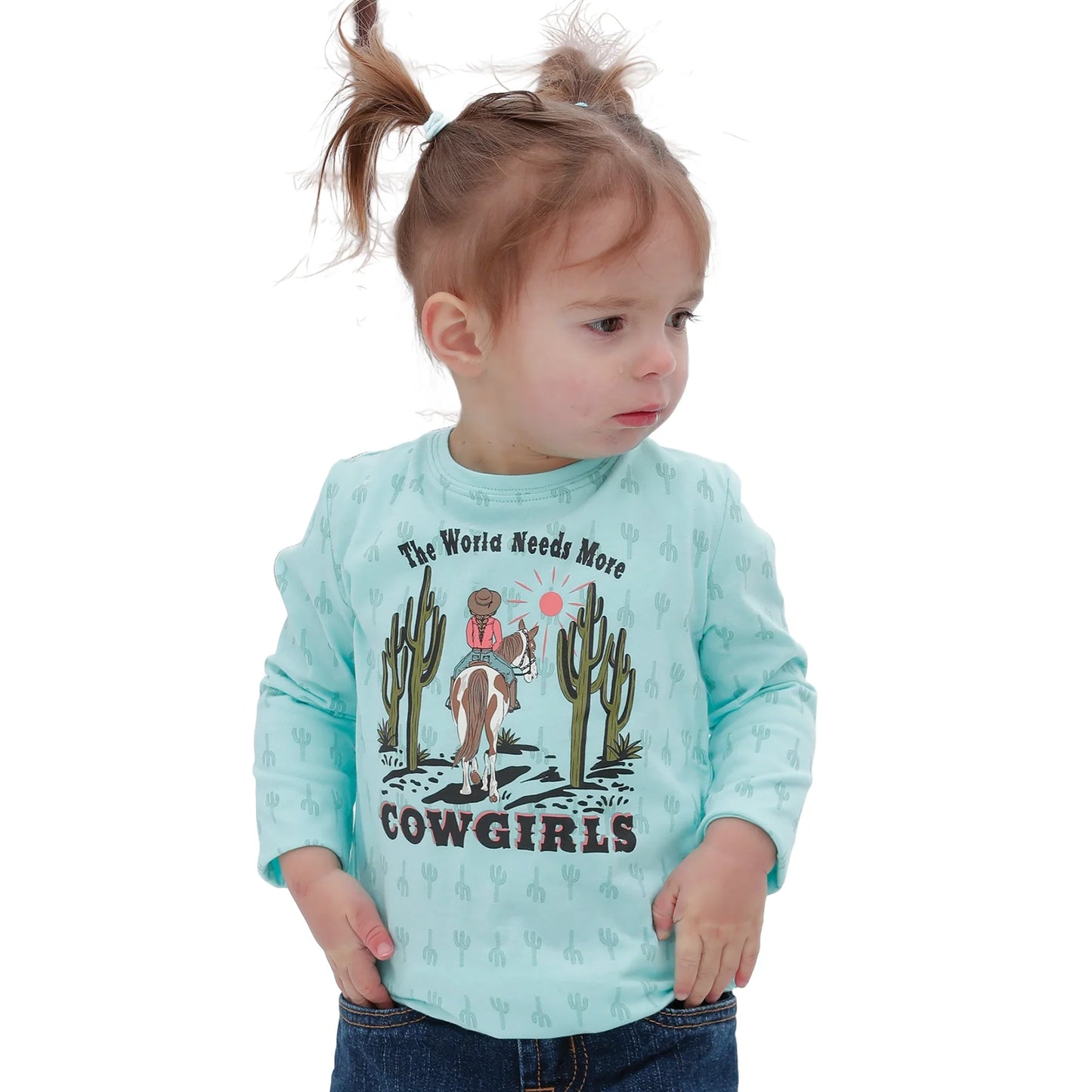 Toddler Girl's The World Needs More Cowgirls - Cream / Mint - CTK8860003