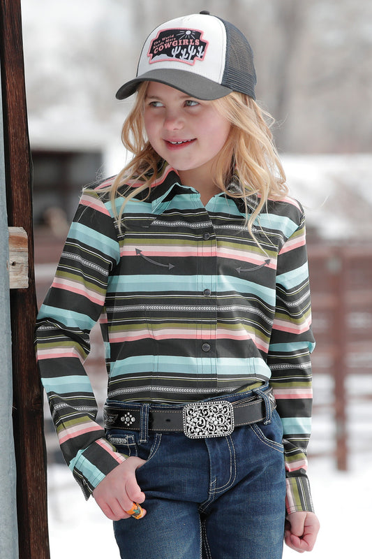 Girl's Blanket Stripe Button-Down Western - CTW3370019