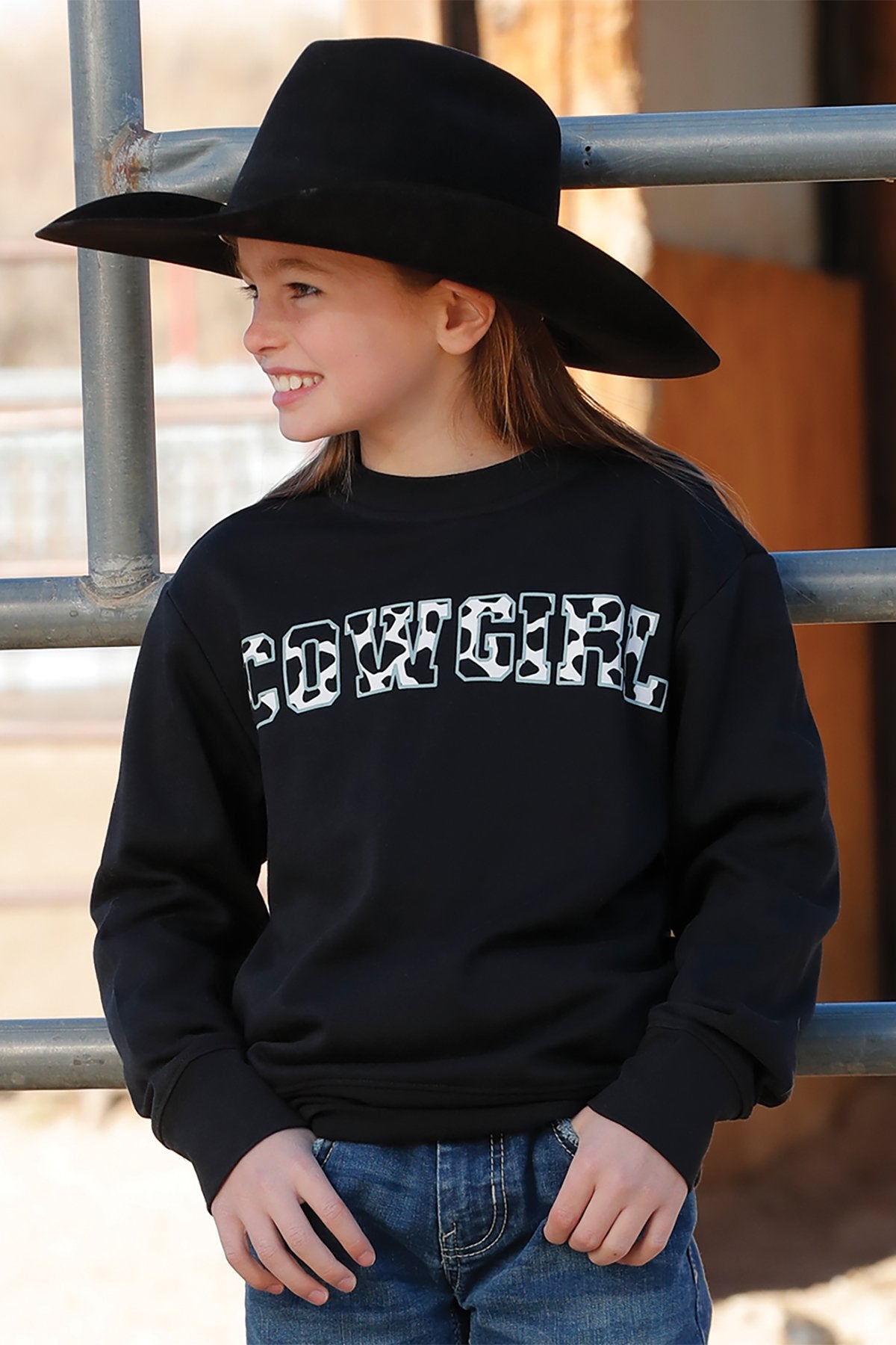 Girl's Cowgirl Sweatshirt - Black - CWK8002002