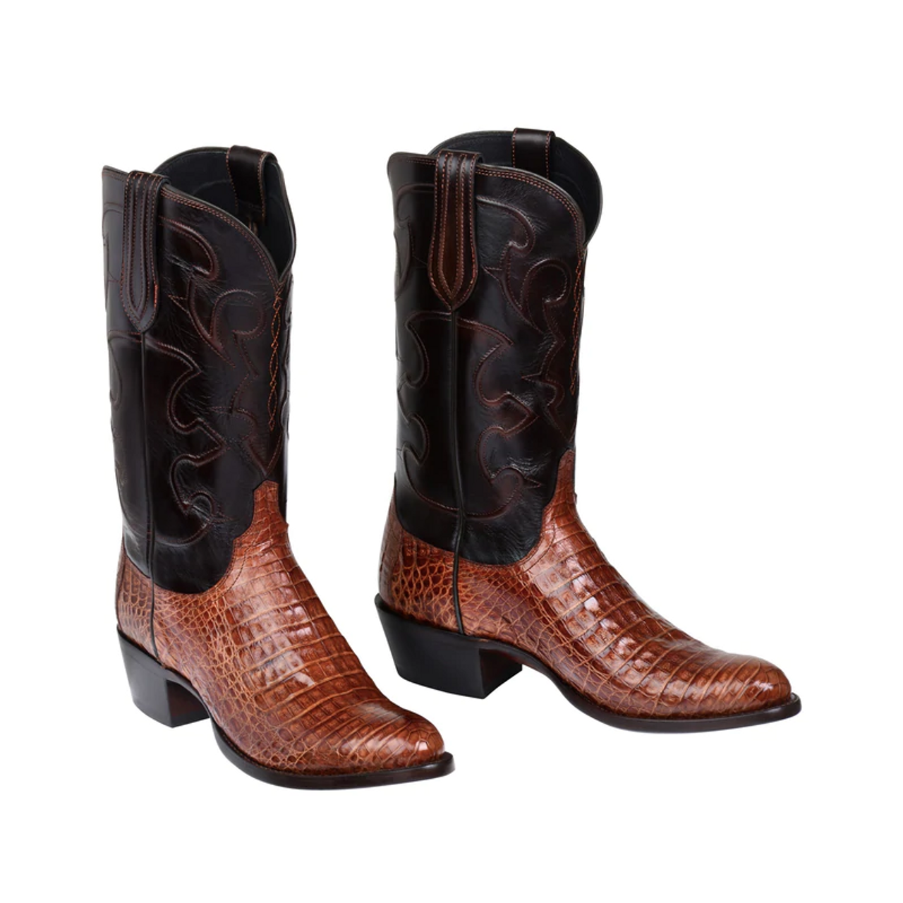 LUCCHESE CHARLES SIENNA BROWN CAIMAN - BOOT MENS WESTERN - M1635.R4