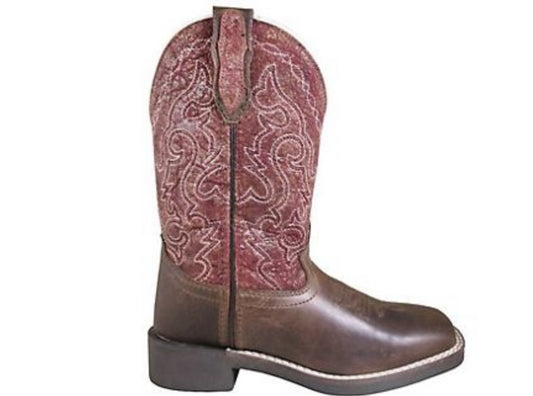 Smoky Mountain Kid's Odessa Brown Oil Dist / Vintage Red Leather Western Boot - 3241Y
