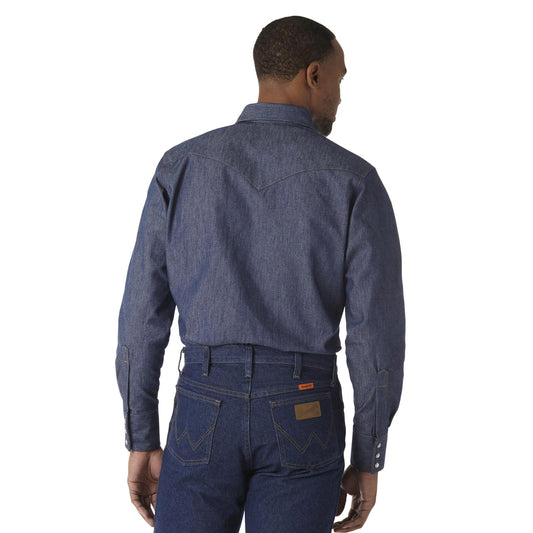 Wrangler® FR Flame Resistant Long Sleeve Twill Work Shirt - Indigo