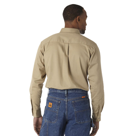 Wrangler® FR Flame Resistant Long Sleeve Work Shirt Khaki