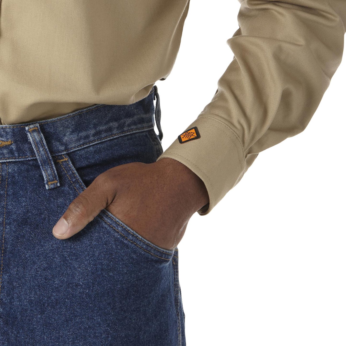Wrangler® FR Flame Resistant Long Sleeve Work Shirt Khaki