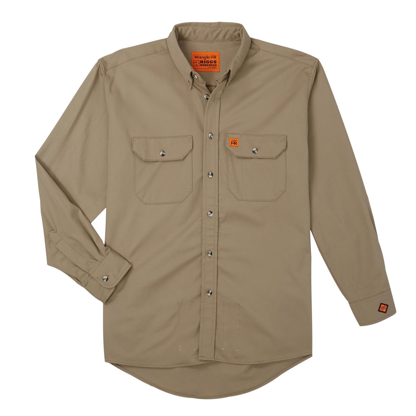 Wrangler® FR Flame Resistant Long Sleeve Work Shirt Khaki
