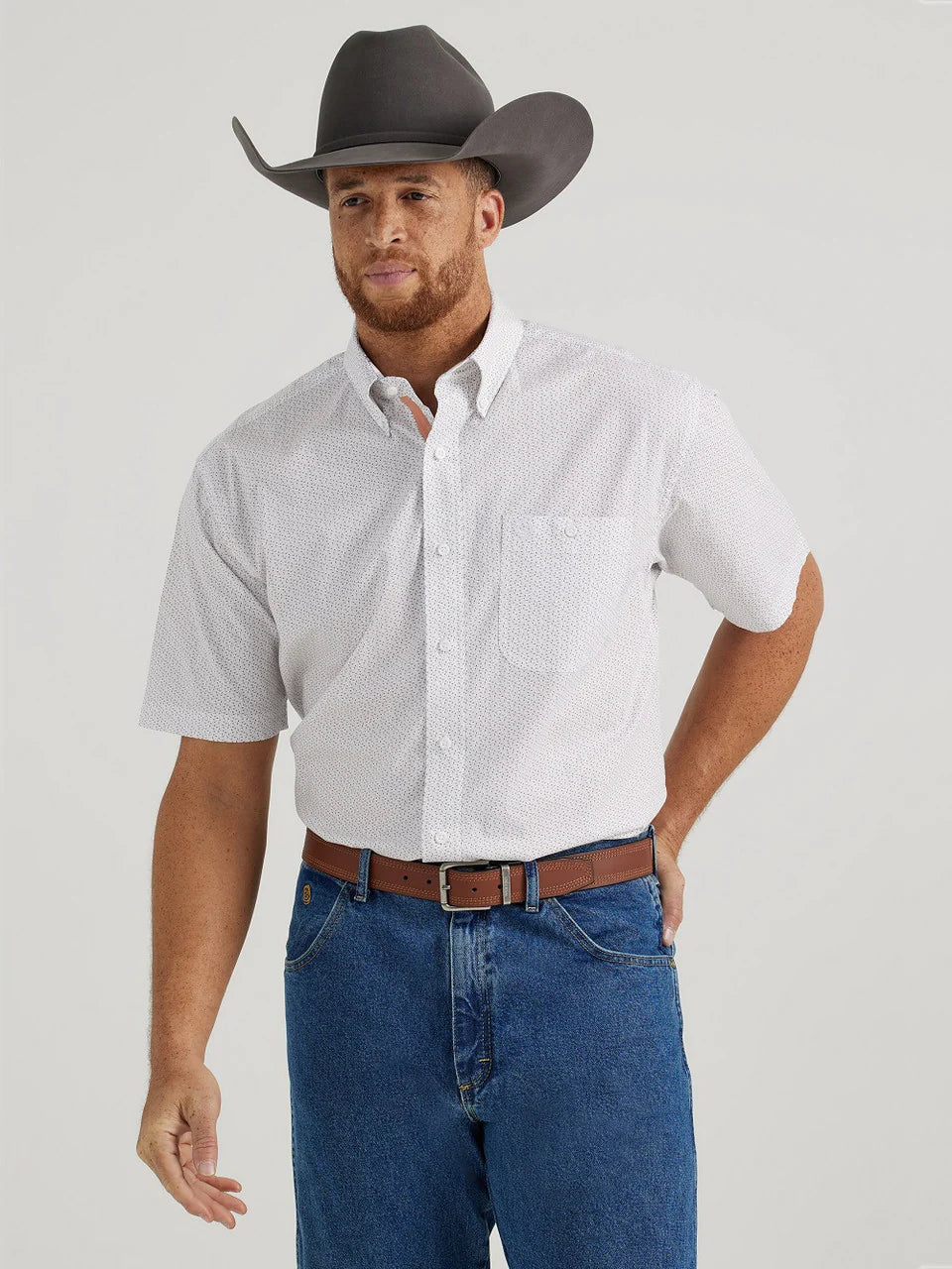 Wrangler George Men's Strait White Print Shirt