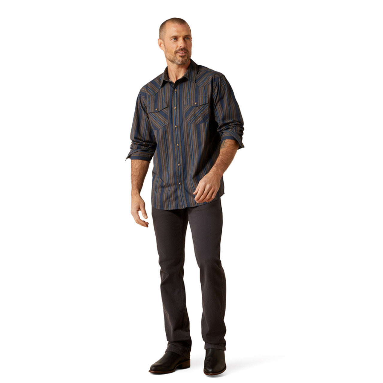 ARIAT HORNE RETRO FIT NAVY PRINT - MENS SHIRT