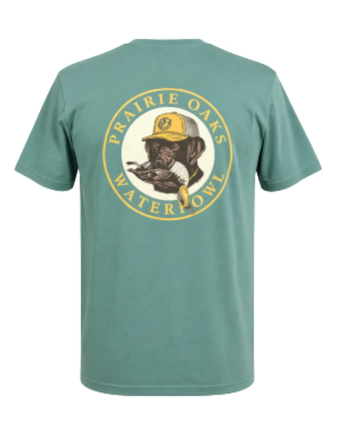 green shirt with a dog with a white background
