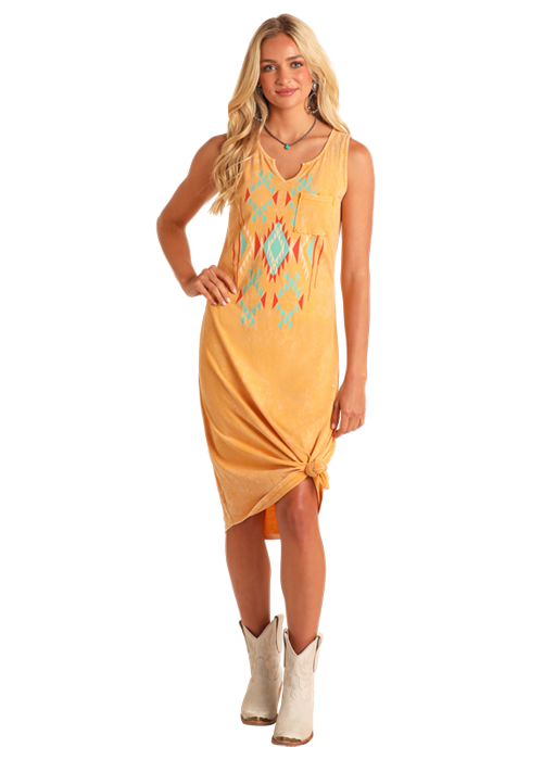 SOUTHWEST TANK DRESS MUSTARD