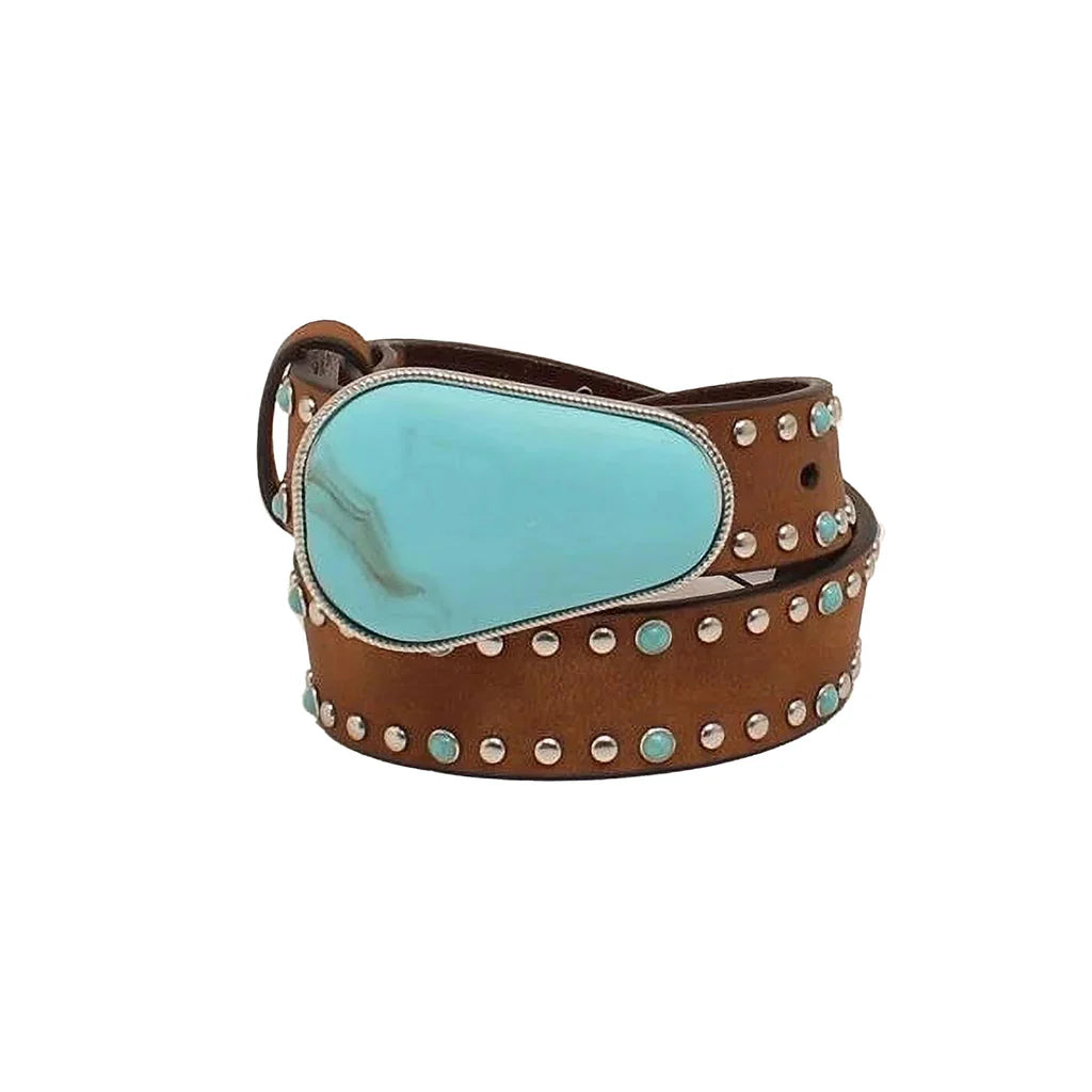 Angel Ranch Girl's Brown Turquoise Studded Belt - D130000102