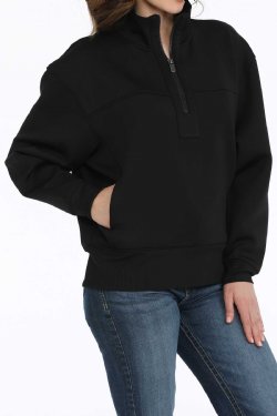 Women's 1/4 Zip Pullover - Black - MAK7907001