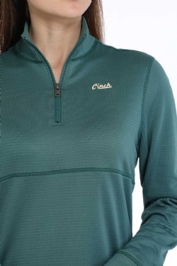 Women's 1/4 Zip Pullover - Green - MAK9913001