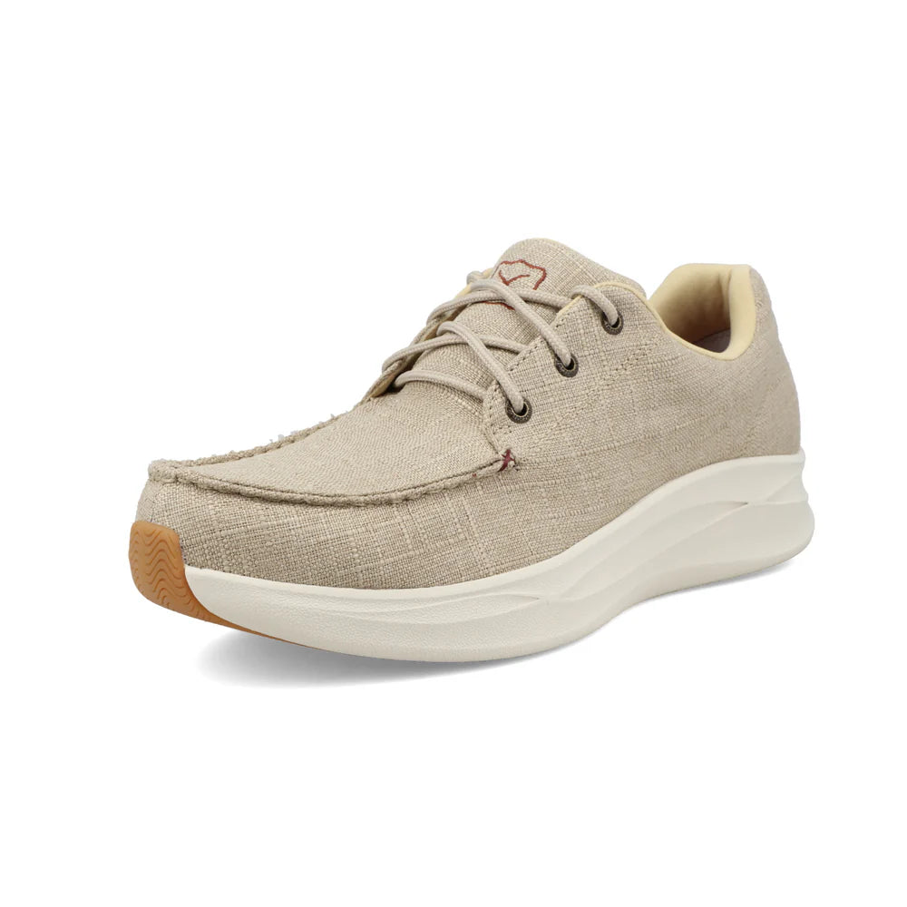 Beige casual shoe with white sole on a white background