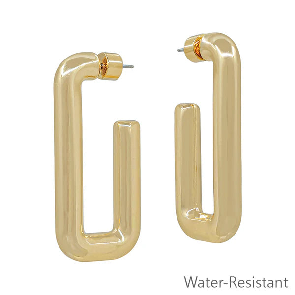 Gold Squared 1.5" Hoop Earring