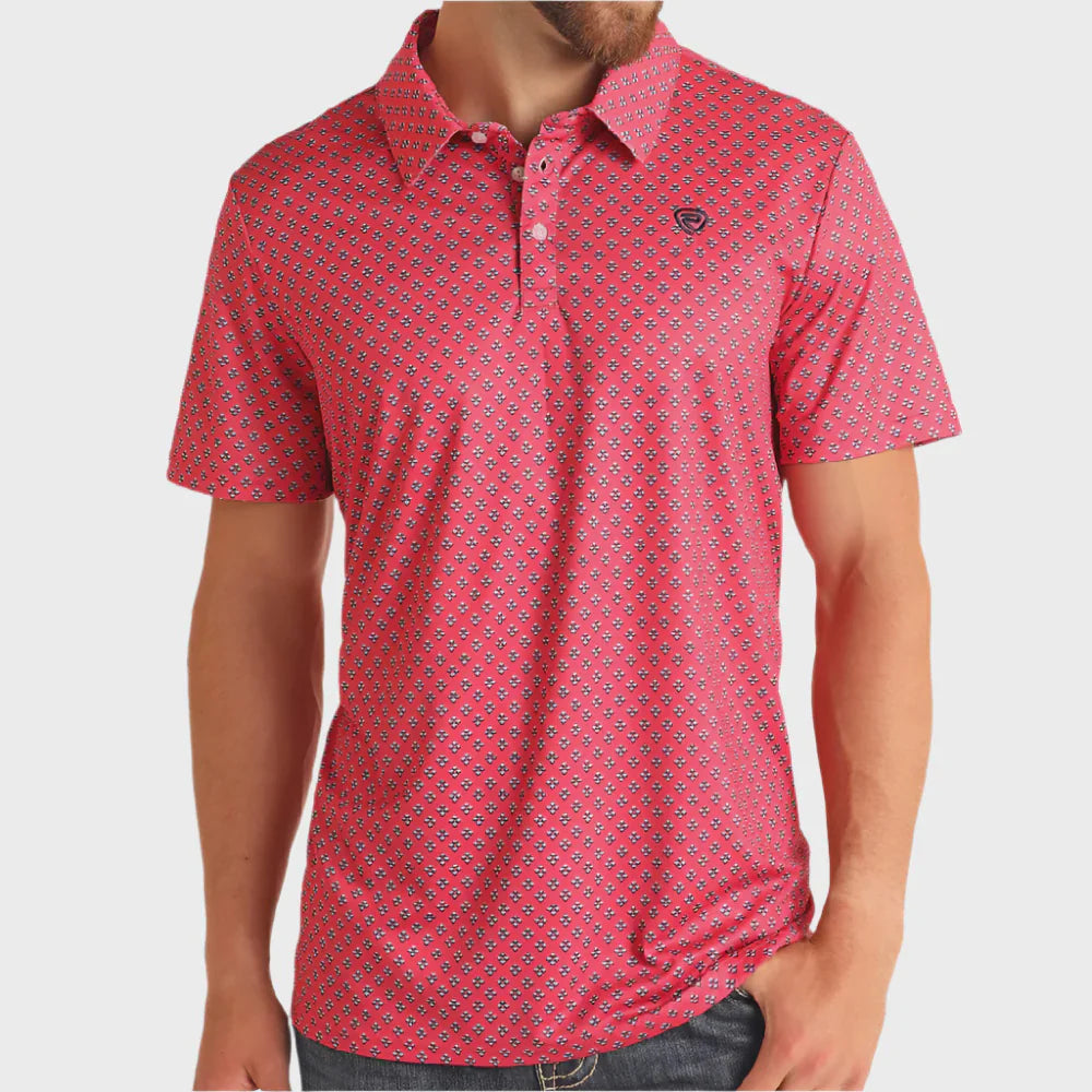 MEN'S Hot Pink Geo Printed Polo - BM51T06001