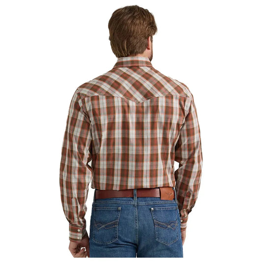 Men's Wrangler 20X Classic Fit Competition Advanced Comfort Long Sleeve Shirt-ORANGE