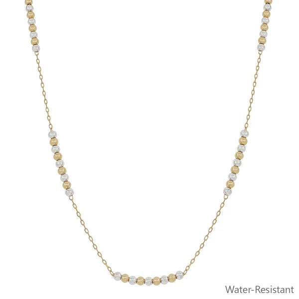 Water Resistant 5 Station Gold and Silver 4MM Beaded 16"-18" Necklace