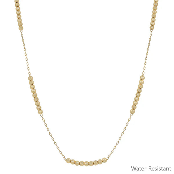 Water Resistant 5 Station 4MM Beaded 16"-18" Necklace