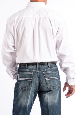 Men's Solid White Button-Down Western Shirt - MT10320020