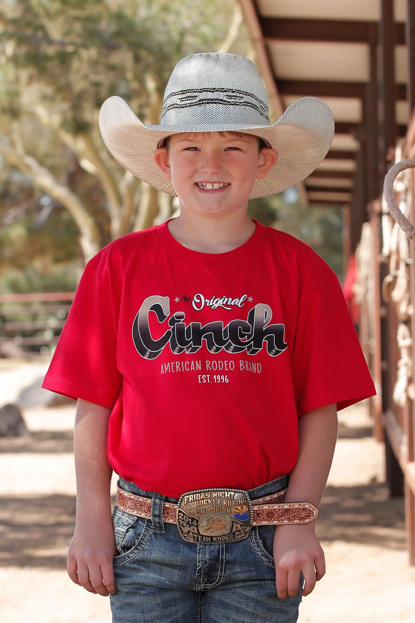 Boys Cinch American Rodeo Brand Red Short Sleeve Tee - MTT7670142