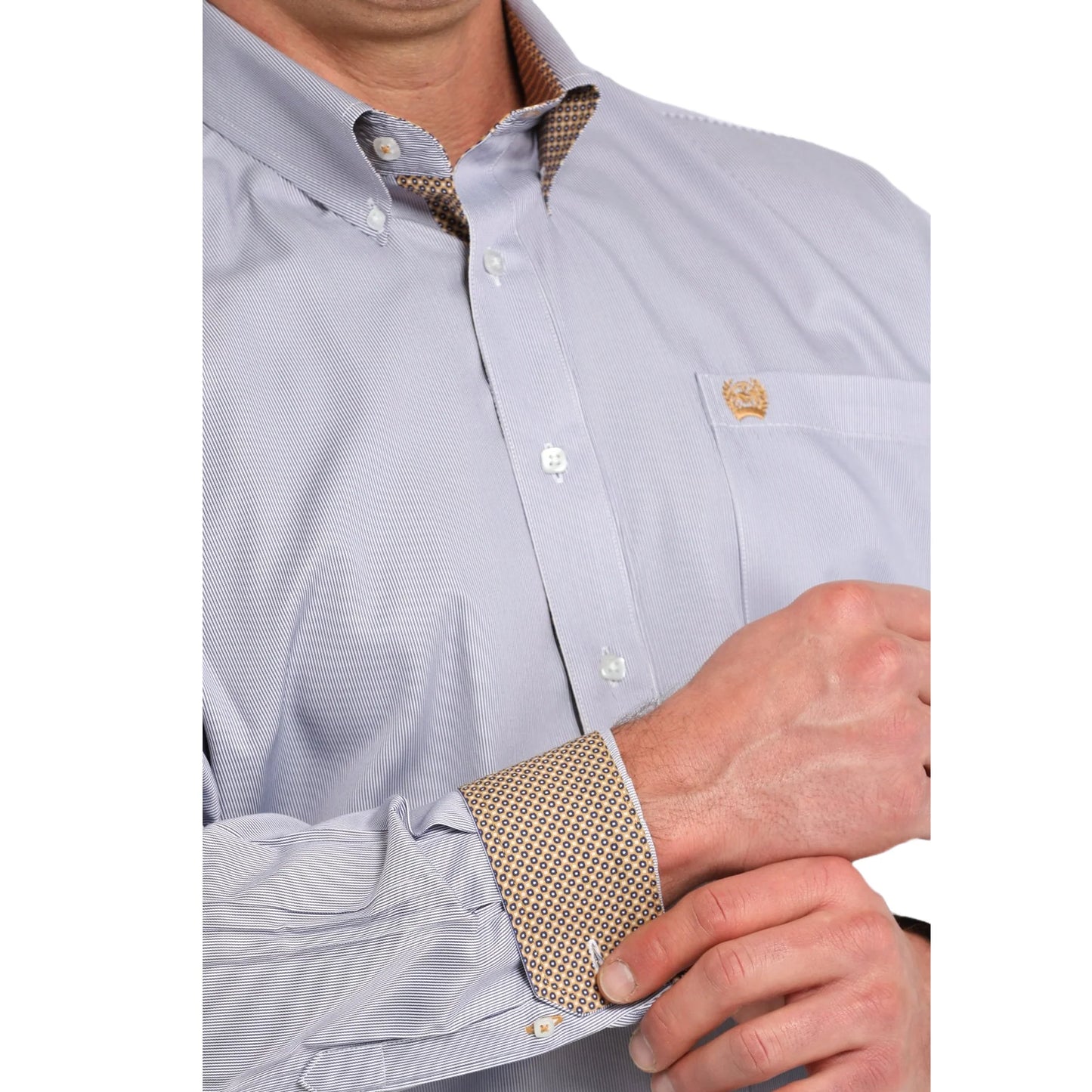 Men's Striped Button-Down Western Shirt - Purple/White - MTW1105850