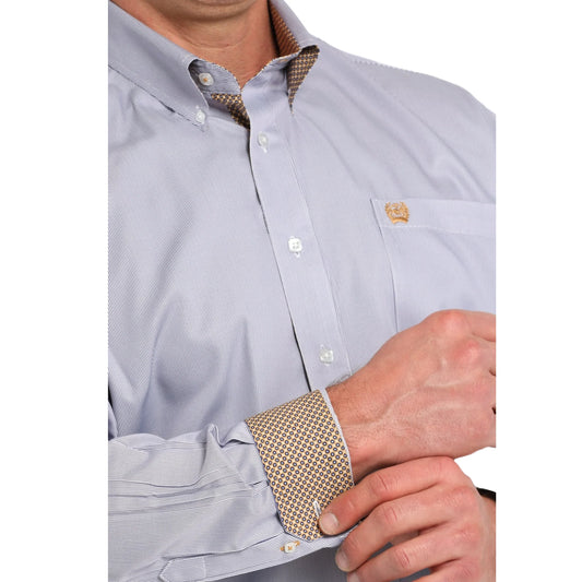 Men's Striped Button-Down Western Shirt - Purple/White - MTW1105850