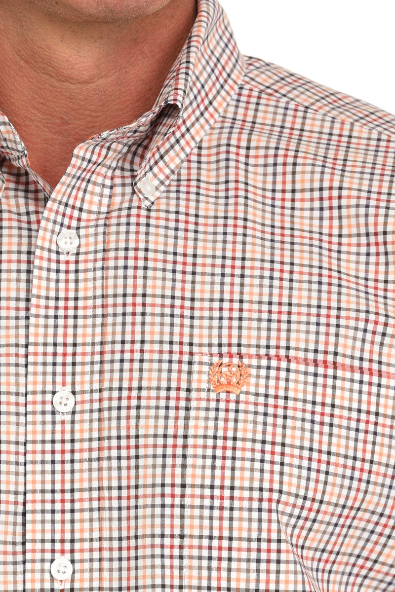 Men's Plaid Button-Down Western Shirt - White - MTW1105874