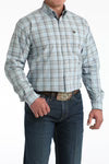 Men's Cinch Blue Plaid Long Sleeve Button Down Shirt