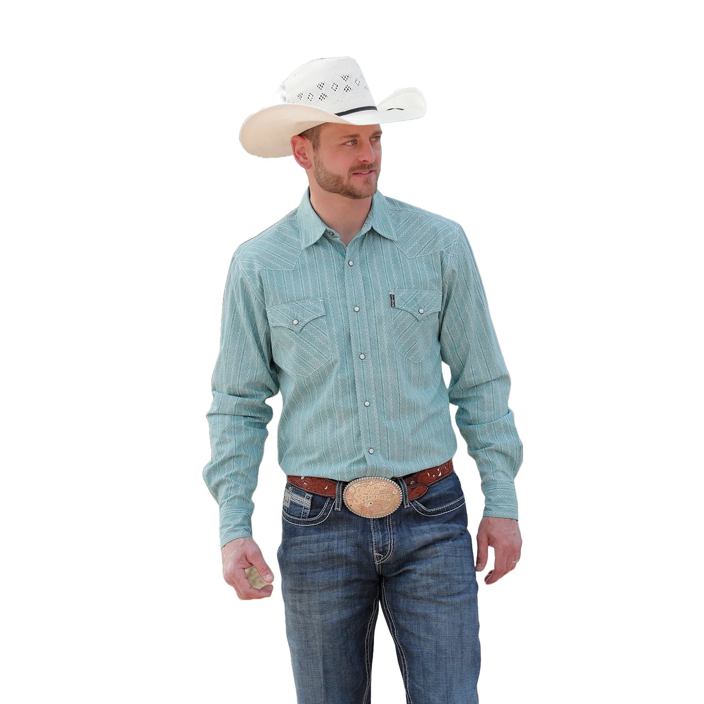MEN'S LS MODERN FIT SNAP TURQ