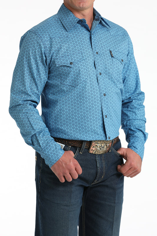 MEN'S LONG SLEEVED PRINT MIDERN BLUE