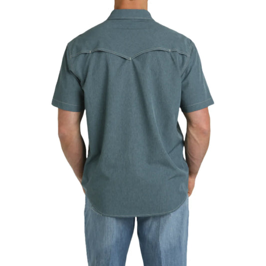 Men's CINCH Camp Blue Snap Fitted Shirt - MTW1402001