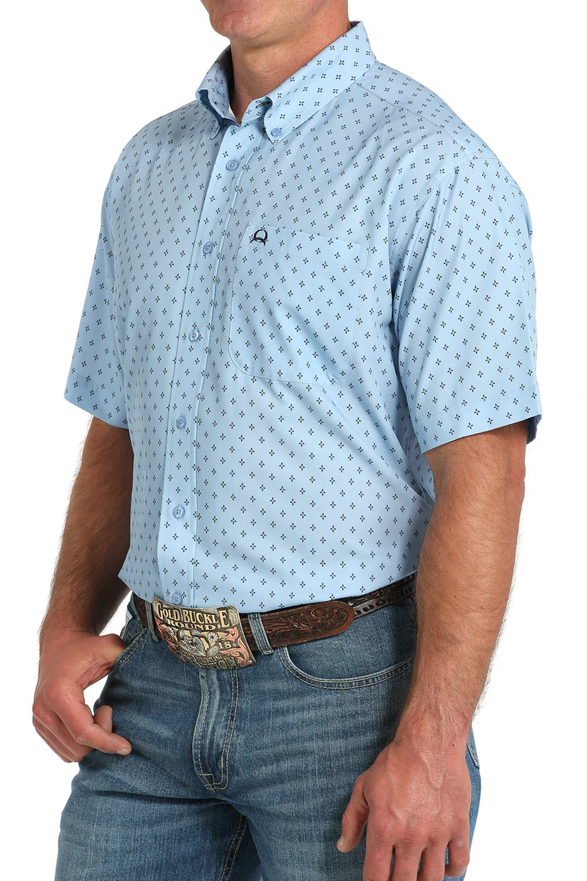 Men's Short Sleeve Light Blue Arena Flex Button Down