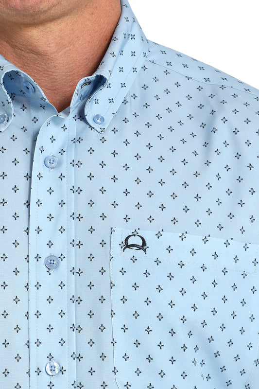 Men's Short Sleeve Light Blue Arena Flex Button Down