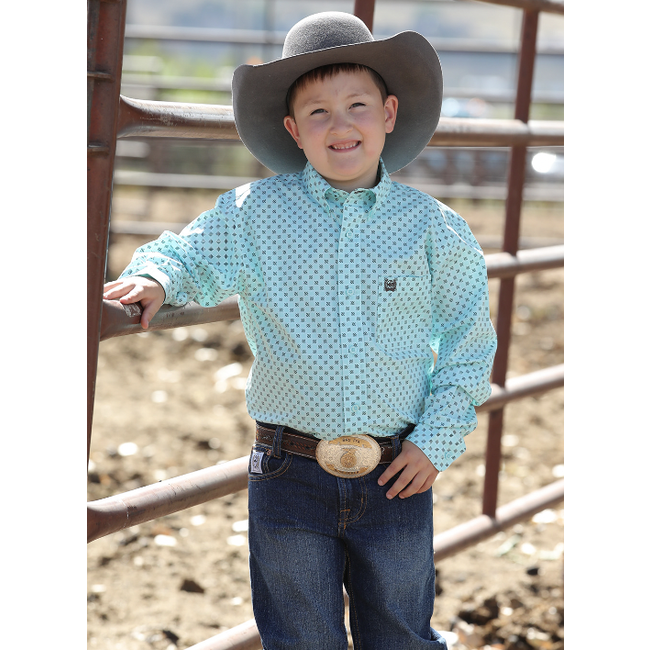 Boys' Long Sleeve Print Light Blue Shirt - STYLE MTW7060290