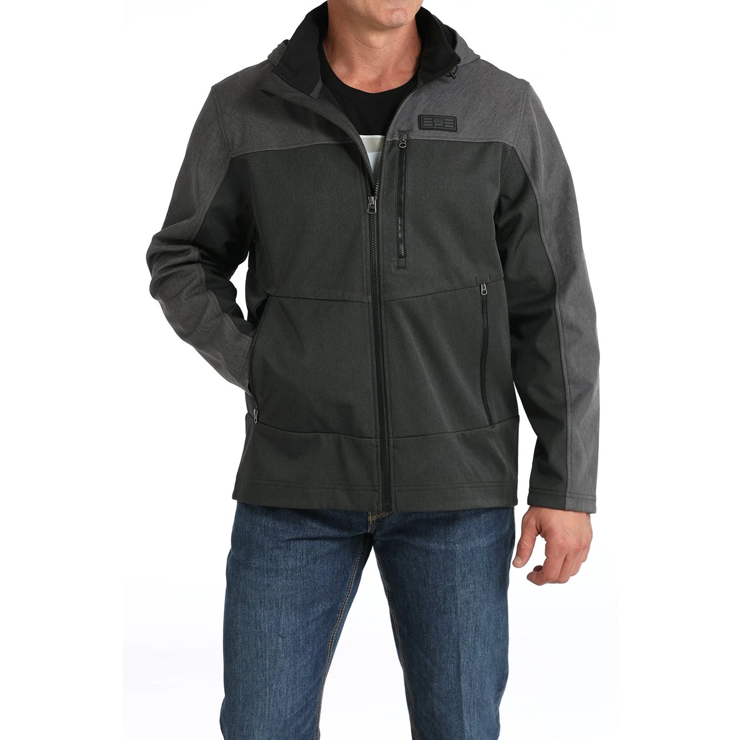 Cinch Men's Black & Charcoal Grey Hooded Softshell Jacket