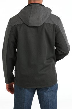 Men's Hooded Softshell Jacket - Black/Charcoal - MWJ1593002
