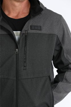 Men's Hooded Softshell Jacket - Black/Charcoal - MWJ1593002