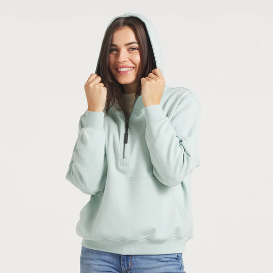 Southern Marsh Angie Active Half Zip Hoodie - Seafoam