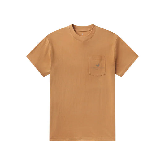 Brown t-shirt with a pocket on a white background