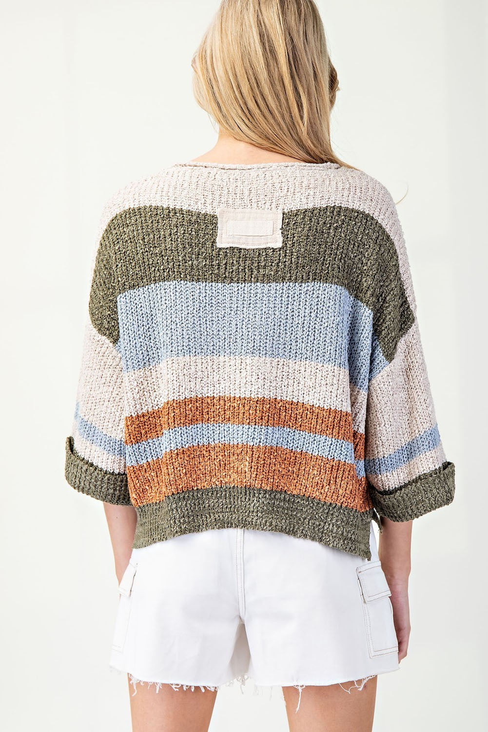 eesome - Striped Notched Collar Top