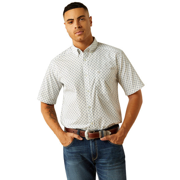ARIAT SHAWN CLASSIC FIT WHITE PRINT - MENS SHIRT