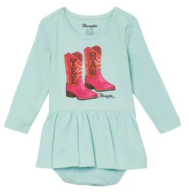 Wrangler Baby Girl Turquoise Boot Bodysuit